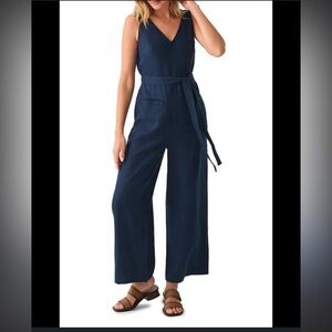 FAHERTY BRAND 
Catalina Wide Leg Linen Jumpsuit - Navy